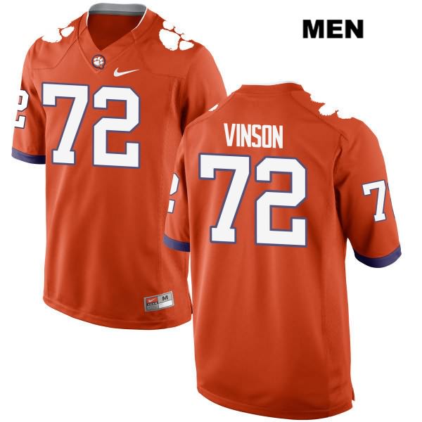 Men's Clemson Tigers #72 Blake Vinson Stitched Orange Authentic Nike NCAA College Football Jersey VFU3646AS